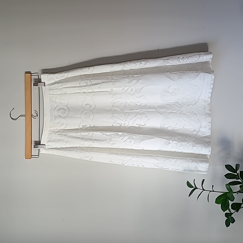 J. Crew White Lace Midi Skirt